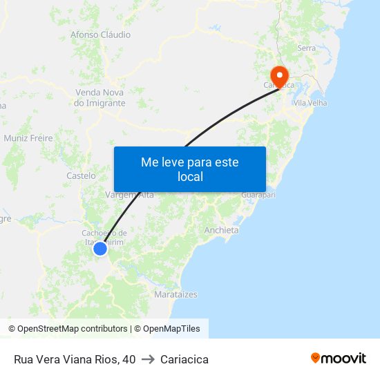 Rua Vera Viana Rios, 40 to Cariacica map