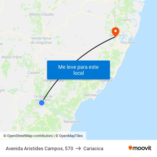 Avenida Aristídes Campos, 570 to Cariacica map