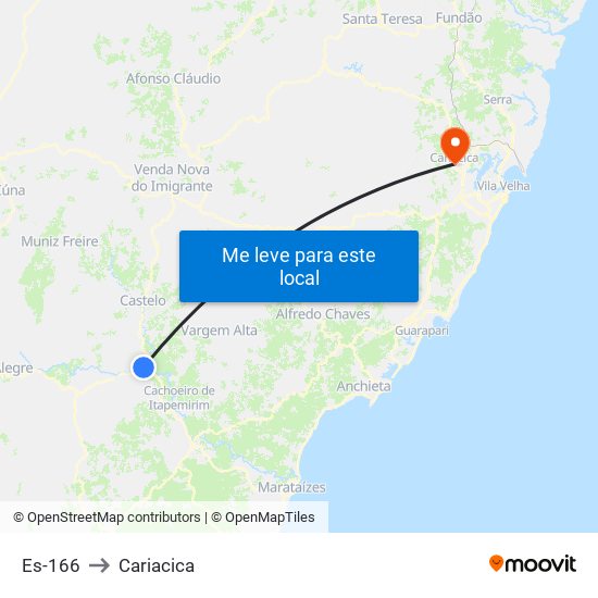 Es-166 to Cariacica map