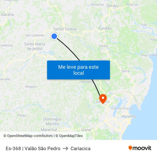 Es-368 | Valão São Pedro to Cariacica map