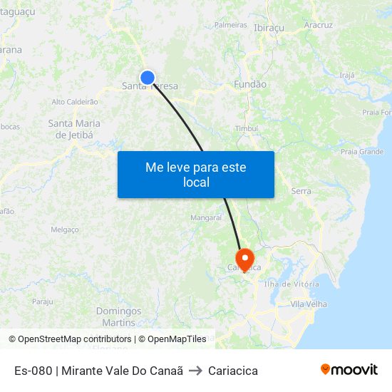 Es-080 | Mirante Vale Do Canaã to Cariacica map