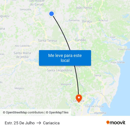Estr. 25 De Julho to Cariacica map