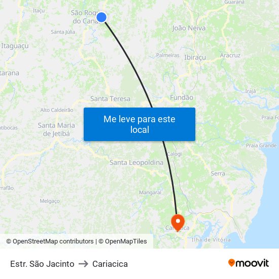 Estr. São Jacinto to Cariacica map