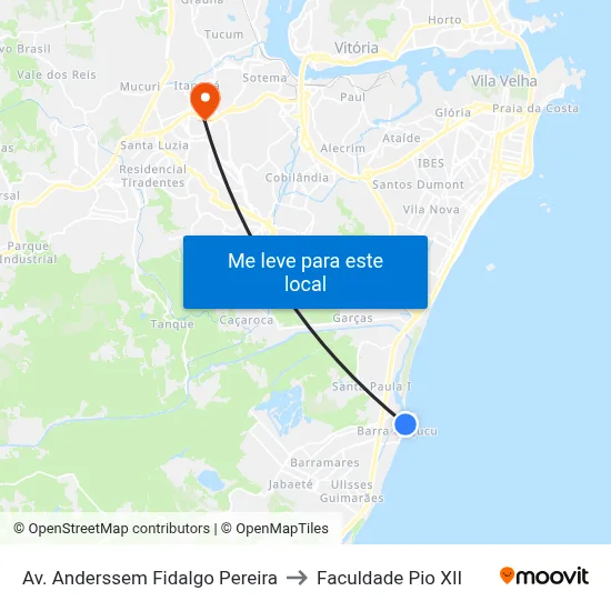 Av. Anderssem Fidalgo Pereira to Faculdade Pio XII map
