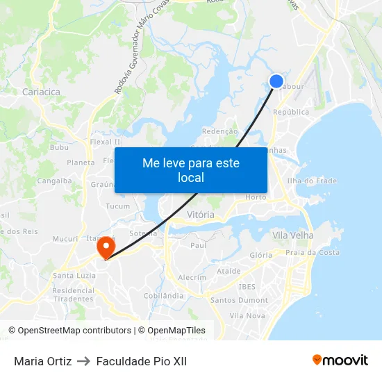 Maria Ortiz to Faculdade Pio XII map