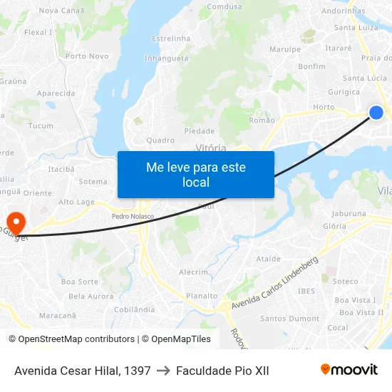 Avenida Cesar Hilal, 1397 to Faculdade Pio XII map