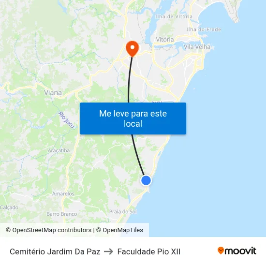 Cemitério Jardim Da Paz to Faculdade Pio XII map