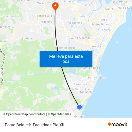 Posto Belo to Faculdade Pio XII map