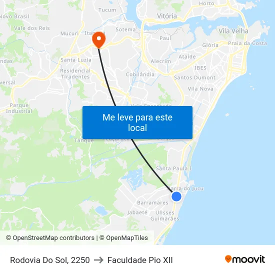 Rodovia Do Sol, 2250 to Faculdade Pio XII map