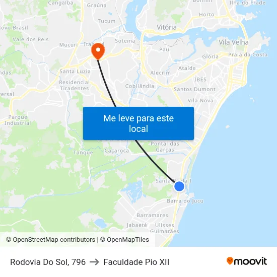 Rodovia Do Sol, 796 to Faculdade Pio XII map
