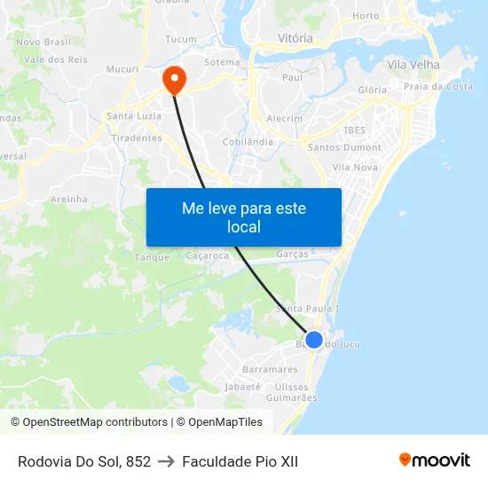 Rodovia Do Sol, 852 to Faculdade Pio XII map