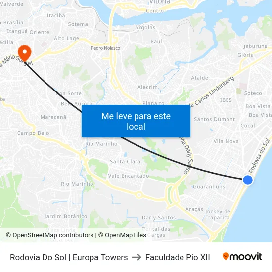 Rodovia Do Sol | Europa Towers to Faculdade Pio XII map