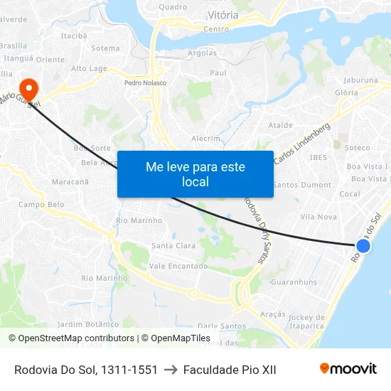 Rodovia Do Sol, 1311-1551 to Faculdade Pio XII map