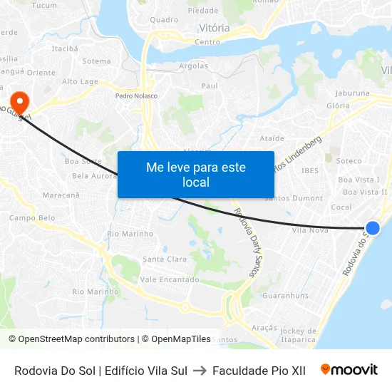 Rodovia Do Sol | Edifício Vila Sul to Faculdade Pio XII map