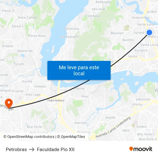 Petrobras to Faculdade Pio XII map