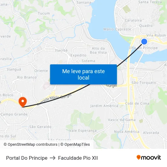 Portal Do Príncipe to Faculdade Pio XII map