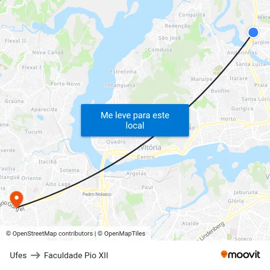 Ufes to Faculdade Pio XII map