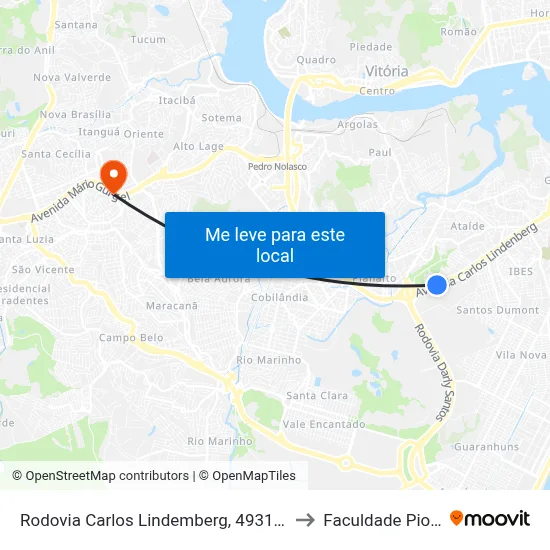 Rodovia Carlos Lindemberg, 4931-4939 to Faculdade Pio XII map