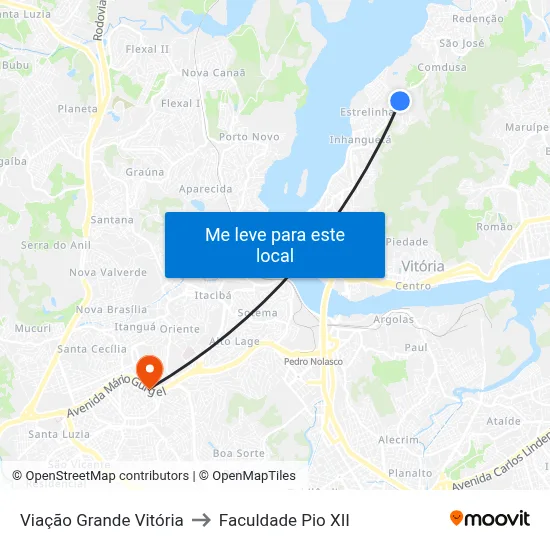 Viação Grande Vitória to Faculdade Pio XII map