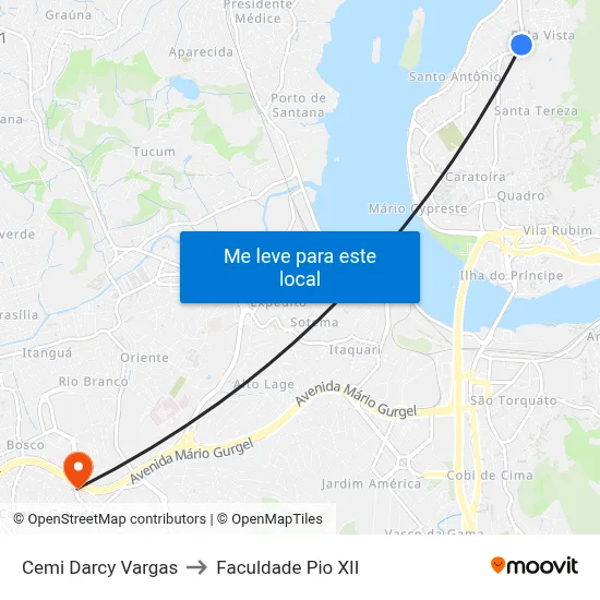 Cemi Darcy Vargas to Faculdade Pio XII map