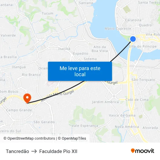 Tancredão to Faculdade Pio XII map