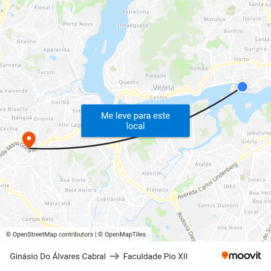 Ginásio Do Álvares Cabral to Faculdade Pio XII map