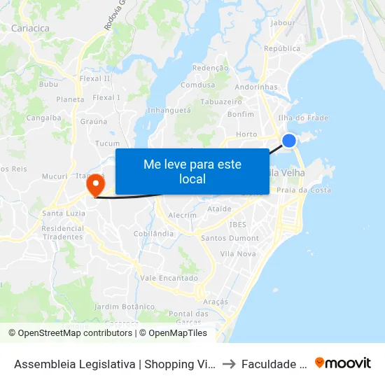 Assembleia Legislativa | Shopping Vitória (Transcol) to Faculdade Pio XII map