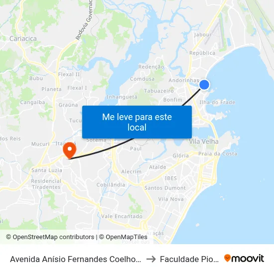 Avenida Anísio Fernandes Coelho, 275 to Faculdade Pio XII map