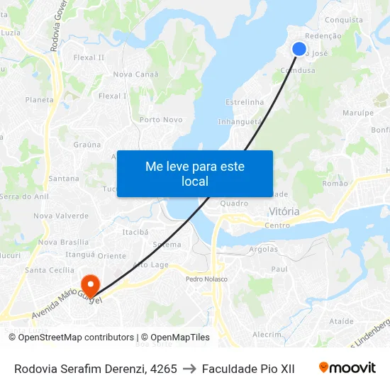 Rodovia Serafim Derenzi, 4265 to Faculdade Pio XII map