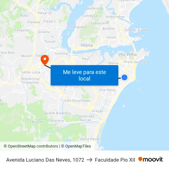 Avenida Luciano Das Neves, 1072 to Faculdade Pio XII map