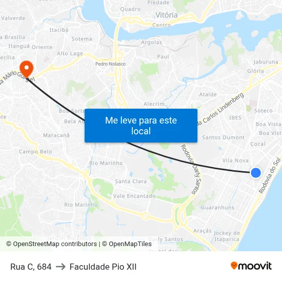 Rua C, 684 to Faculdade Pio XII map