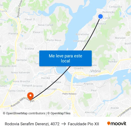 Rodovia Serafim Derenzi, 4072 to Faculdade Pio XII map