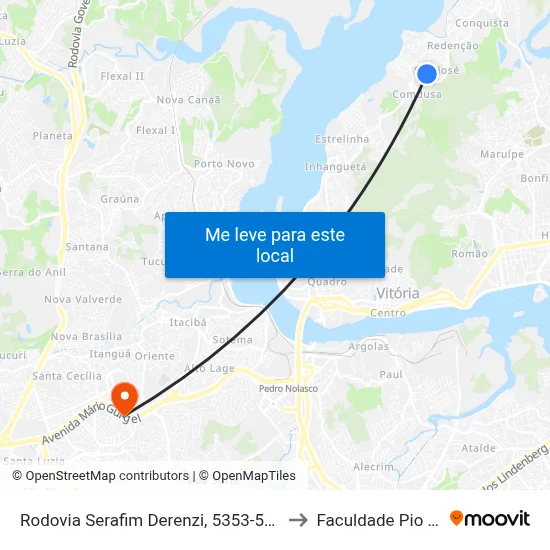 Rodovia Serafim Derenzi, 5353-5411 to Faculdade Pio XII map