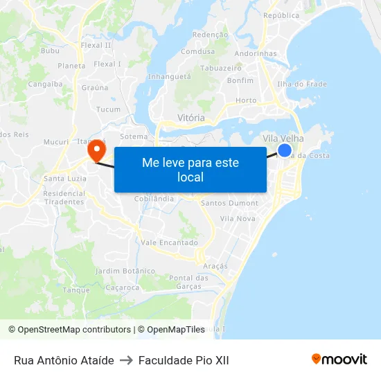 Rua Antônio Ataíde to Faculdade Pio XII map