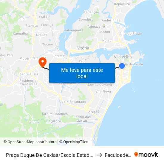 Praça Duque De Caxias/Escola Estadual Vasco Coutinho to Faculdade Pio XII map