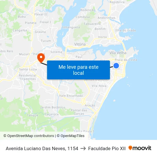 Avenida Luciano Das Neves, 1154 to Faculdade Pio XII map