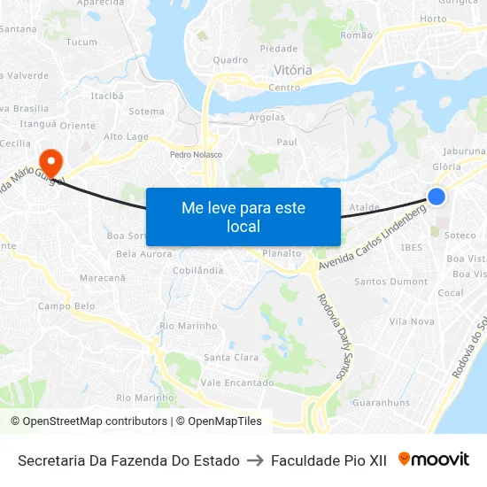 Secretaria Da Fazenda Do Estado to Faculdade Pio XII map