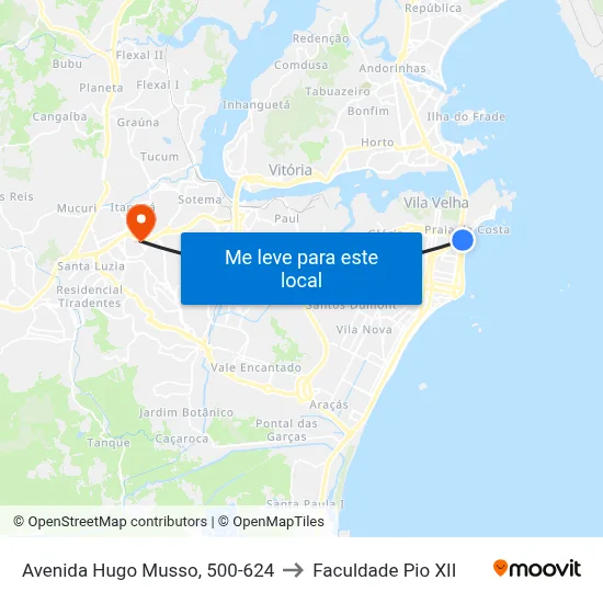 Avenida Hugo Musso, 500-624 to Faculdade Pio XII map