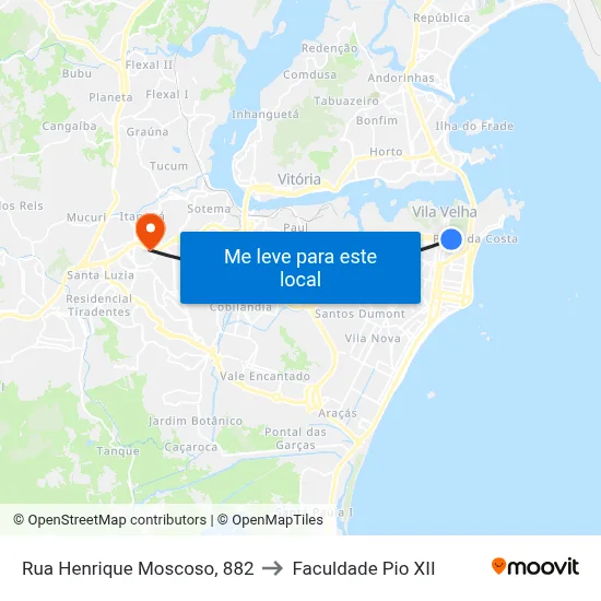 Rua Henrique Moscoso, 882 to Faculdade Pio XII map