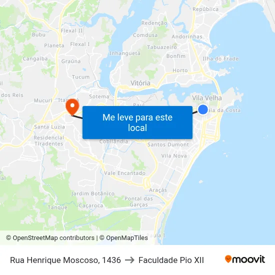 Rua Henrique Moscoso, 1436 to Faculdade Pio XII map