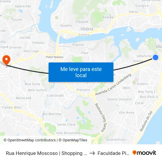 Rua Henrique Moscoso | Shopping Da Terra to Faculdade Pio XII map