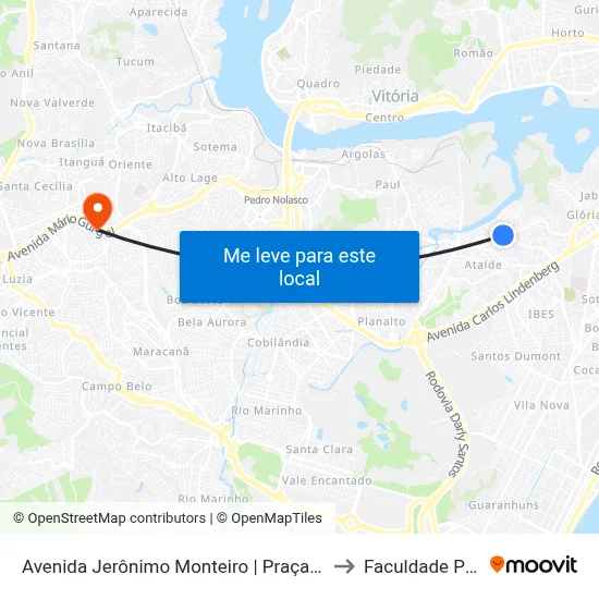 Avenida Jerônimo Monteiro | Praça Do Aribiri to Faculdade Pio XII map