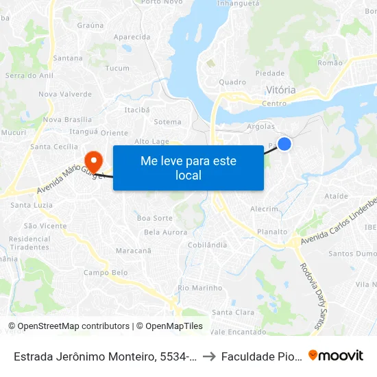 Estrada Jerônimo Monteiro, 5534-5570 to Faculdade Pio XII map