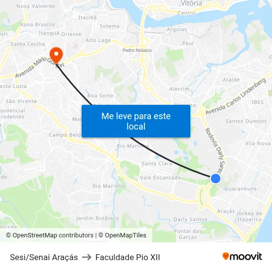 Sesi/Senai Araçás to Faculdade Pio XII map