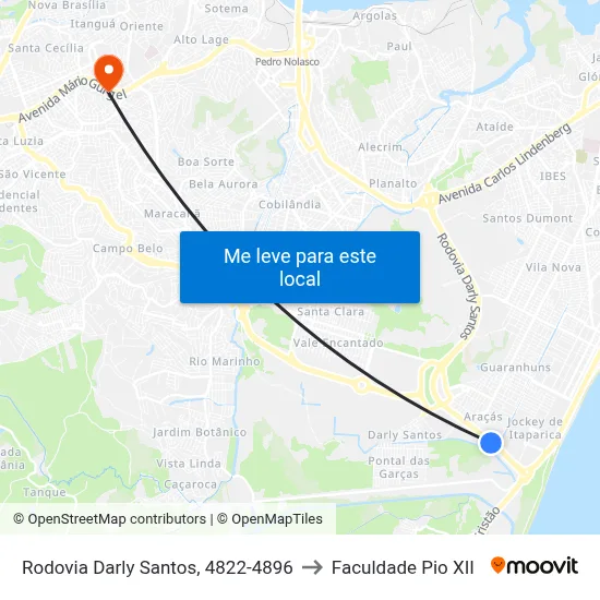 Rodovia Darly Santos, 4822-4896 to Faculdade Pio XII map