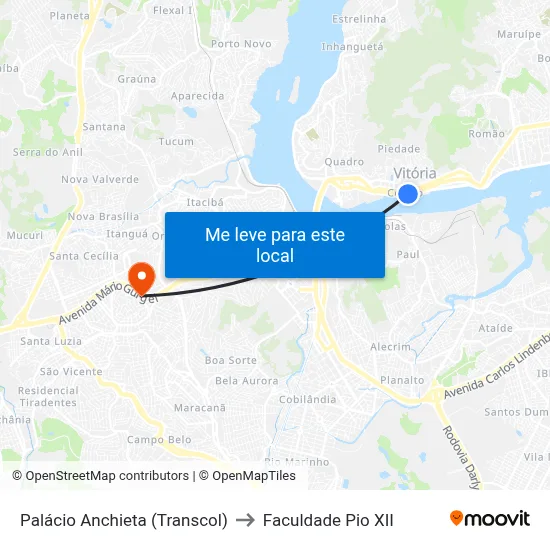 Palácio Anchieta (Transcol) to Faculdade Pio XII map