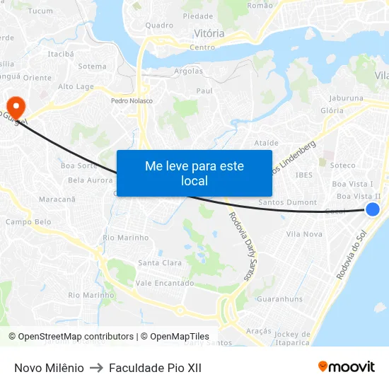 Novo Milênio to Faculdade Pio XII map