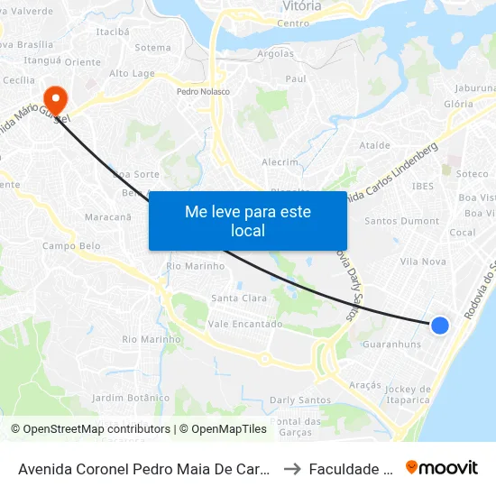 Avenida Coronel Pedro Maia De Carvalho, 510-534 to Faculdade Pio XII map