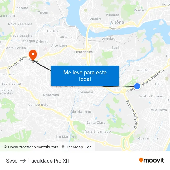 Sesc to Faculdade Pio XII map