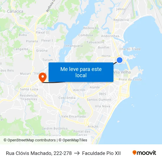 Rua Clóvis Machado, 222-278 to Faculdade Pio XII map